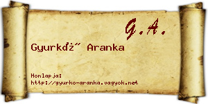 Gyurkó Aranka névjegykártya